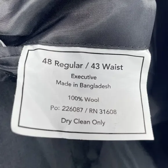 Jos A Bank Executive Collection Men’s 48R 100% Wool Suit Jacket Sport Coat Gray - Picture 8 of 8